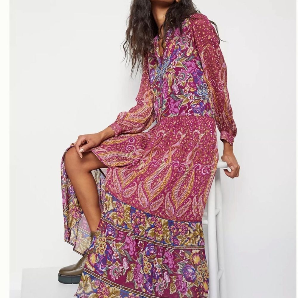 Anthropologie Nikole Long Sleeve Maxi Printed Shirtdress NWT